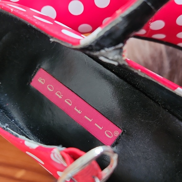 Pleaser Bordello RedWhite Polkadot Platform Heels - Picture 4 of 7